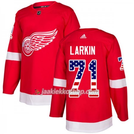 Miehille NHL Detroit Red Wings Pelipaita Dylan Larkin 71 Adidas 2017-2018 Punainen USA Flag Fashion Authentic